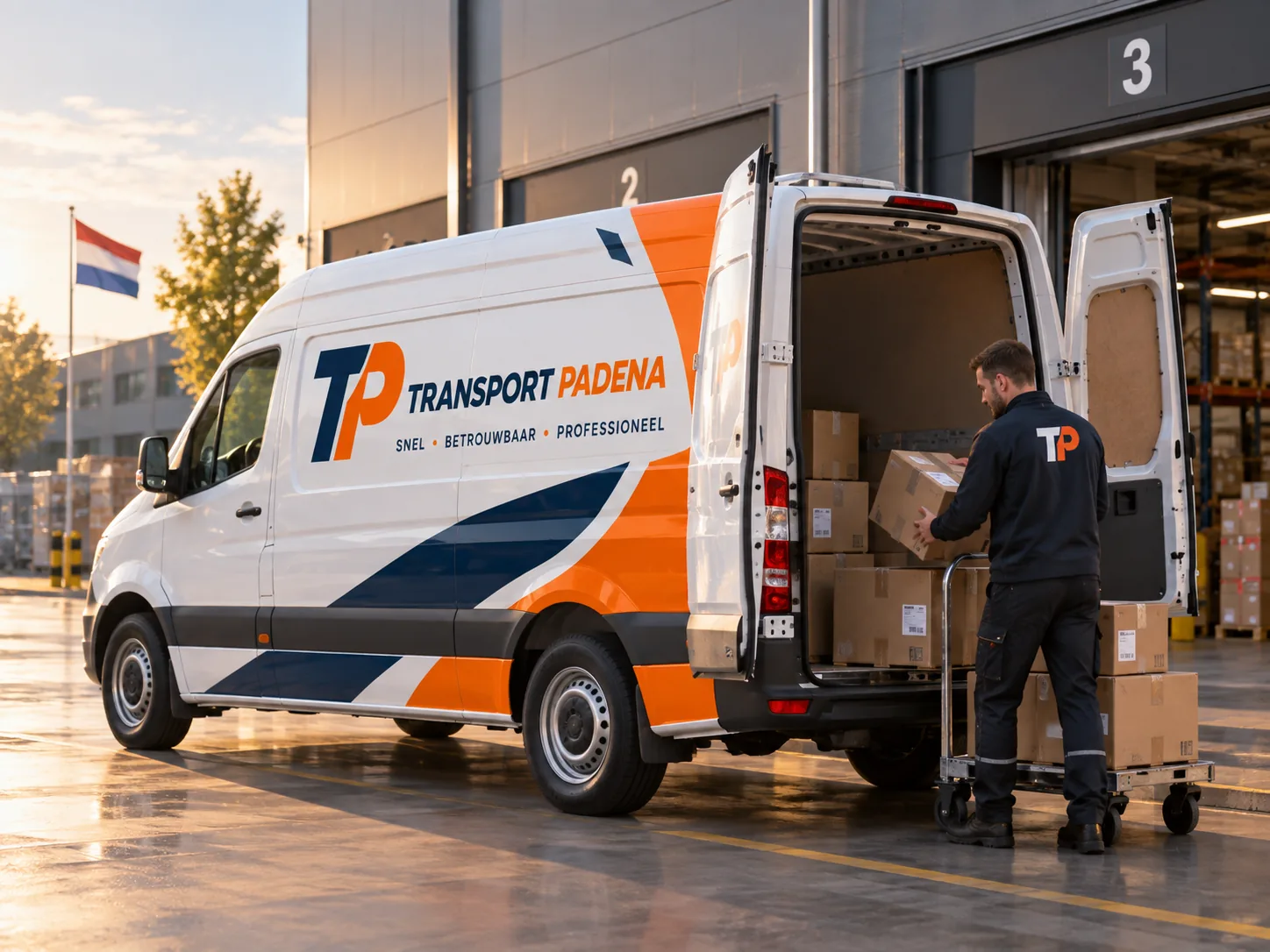 TransportPadena bestelwagen tijdens laden voor distributie in Nederland